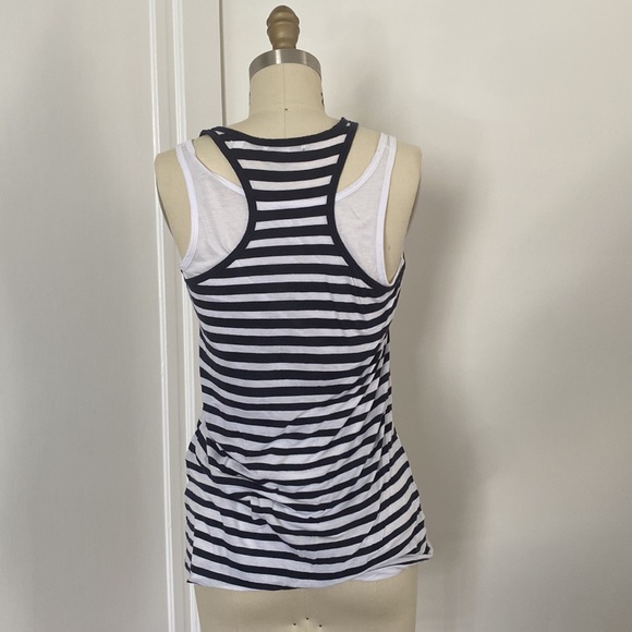 Vince Navy White Striped Double Tank top - Picture 3 of 3